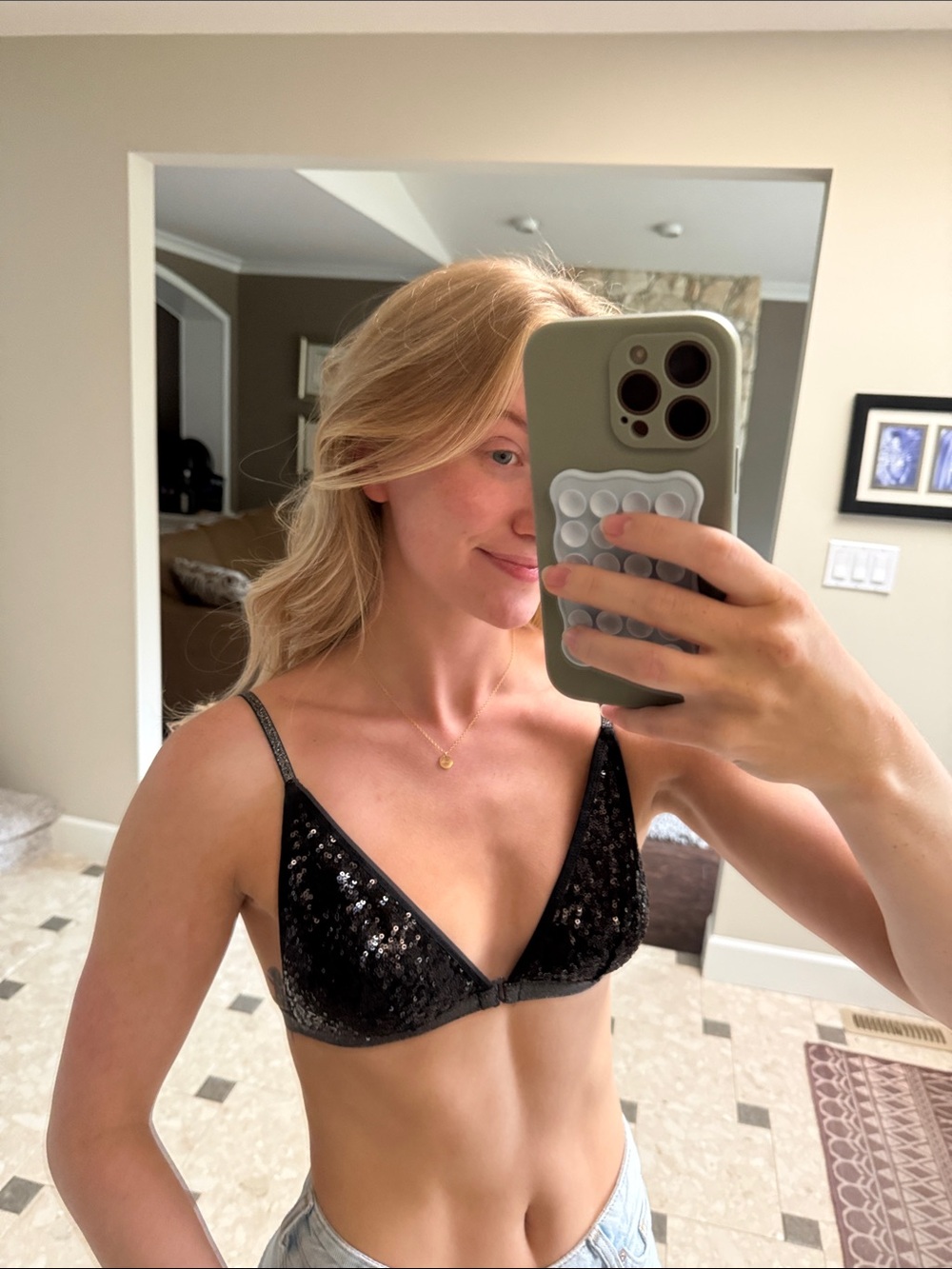 Victoria's Secret Black Sequin Triangle Bralette